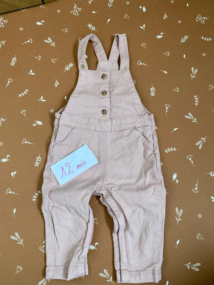 Salopette jean rose 12 mois