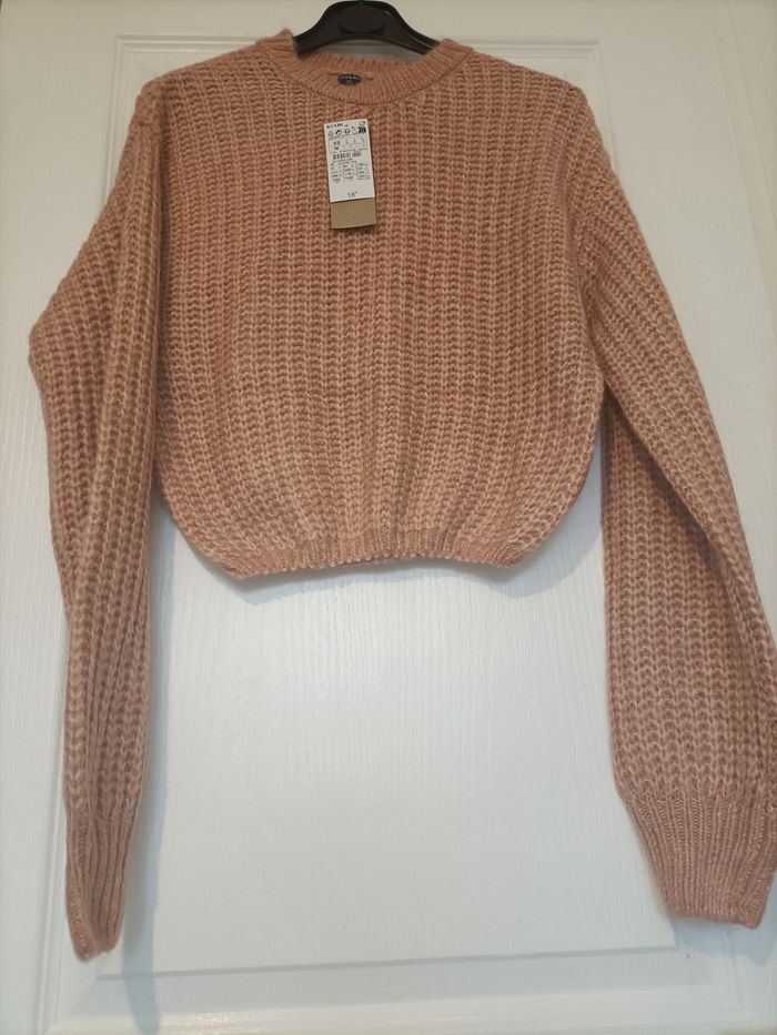 Joli pull neuf type laine rose XS kiabi - photo numéro 6