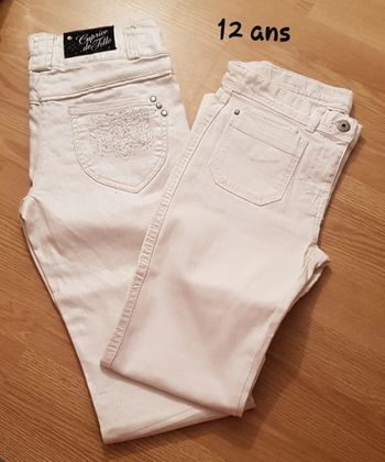 Lot pantalons jeans blancs 12 ans Okaidi