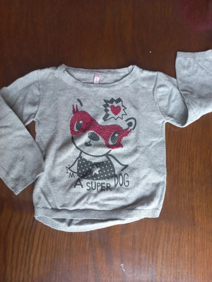 Pull avec sequins roses 2/3ans Gémo