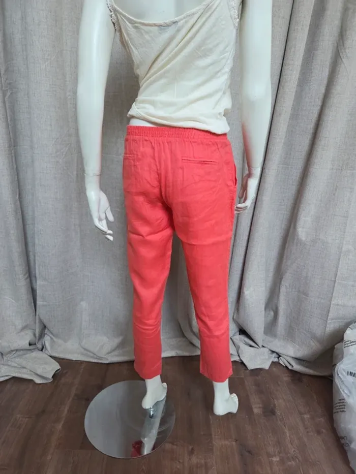 Pantalon rose corail en lin S club med - photo numéro 4