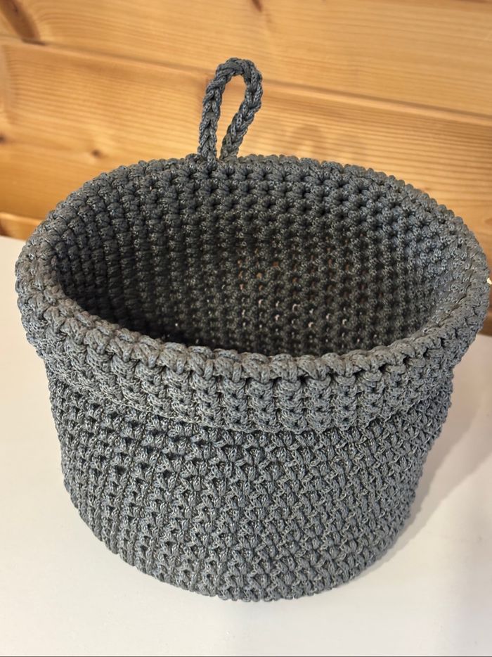 Panier de rangement tressé décoration gris - photo numéro 3