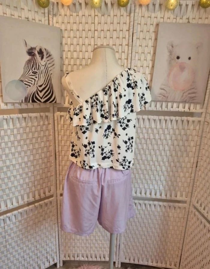 Joli haut asymétrique fleuri United Colors of Benetton femme TS/36 - photo numéro 2