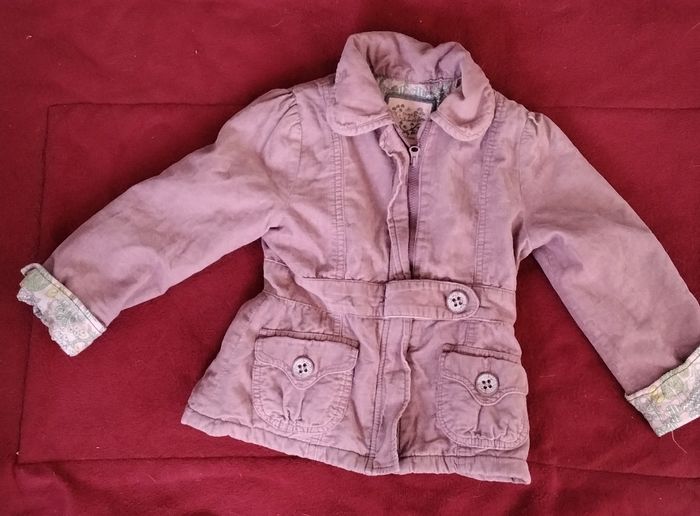 Manteau, velours  rose  ,fermeture  ,intérieur  style  Polaire  ,poches  ,Sergent  Major  ,4 ans
