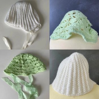 Bonnet bébé vert et blanc