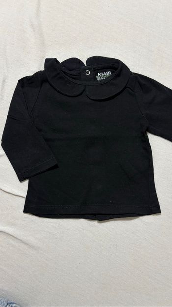 🖤 Haut manches longues noir col Claudine – Kiabi – 3 mois