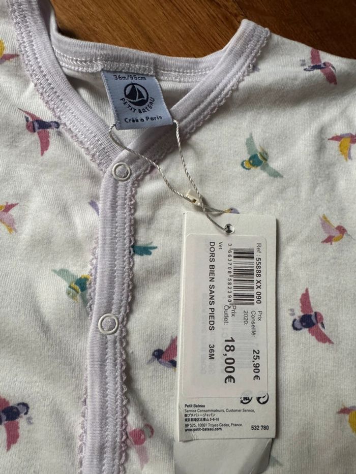 Pyjama petit bateau fille 36 mois thème oiseau neuf avec étiquette o - photo numéro 5