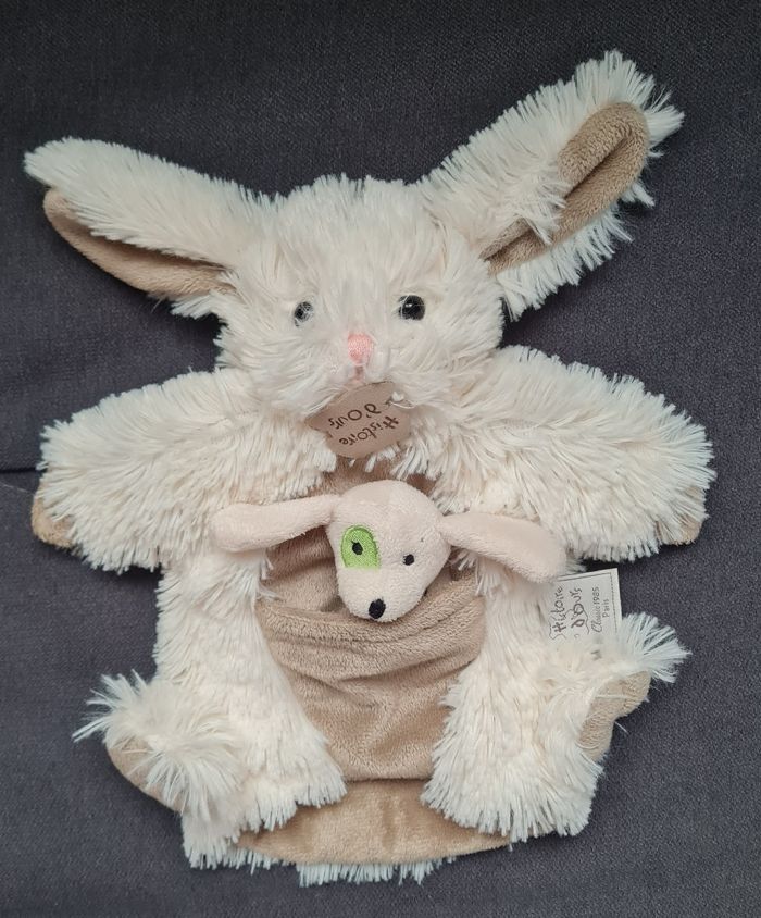 Doudou marionnette Lapin et chien marionnette doigt - Histoire d'ours