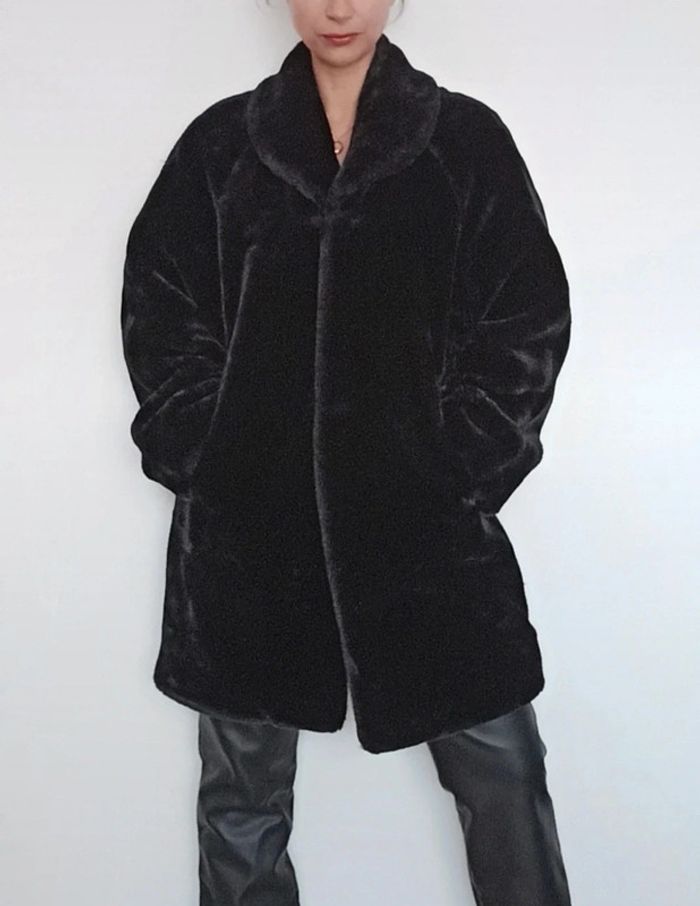 Superbe manteau fourrure noire vintage - photo numéro 3