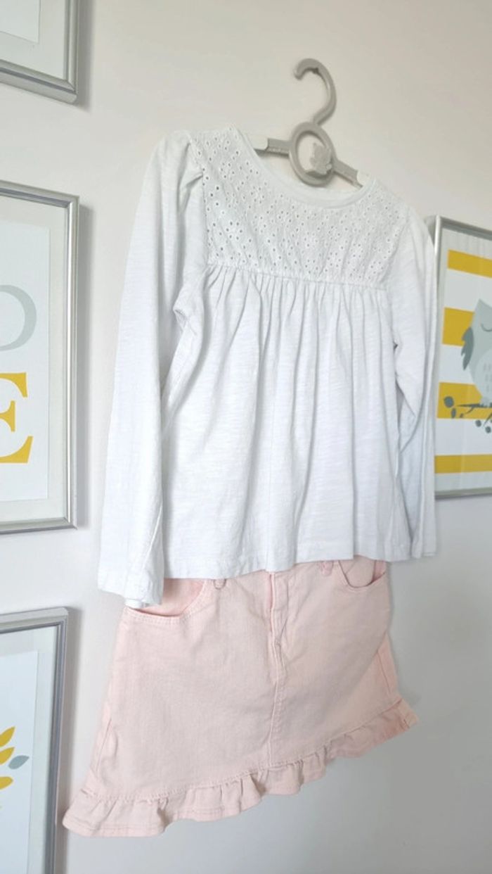 Ensemble jupe rose et polo, t-shirt blanc lefties 4-5ans - photo numéro 7