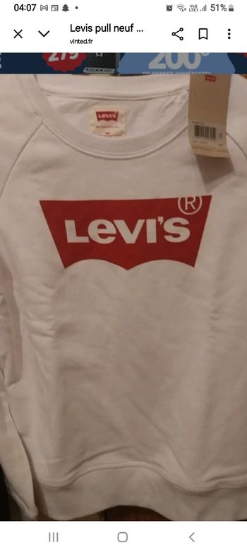 Pull levis jamais porté Taille 14 ans avec étiquette