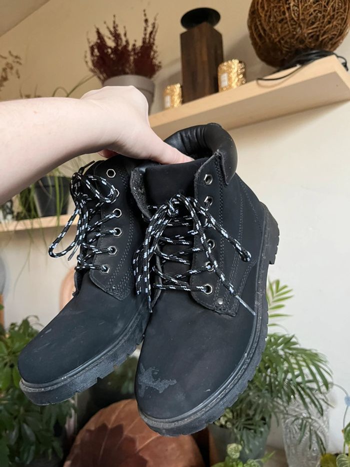Bottines à lacets en velours - noir et blanc - photo numéro 8