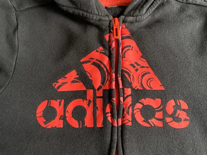 Veste Adidas fille noire logo corail État neuf Molleton doux & capuche - photo numéro 2