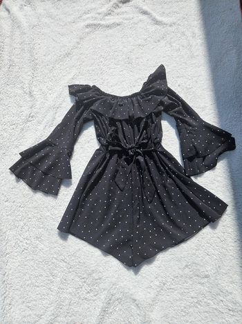Combishort Noir à pois Blanc