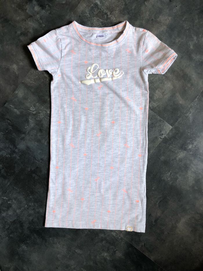 Chemise de nuit gris rayures abricot 5/6 ans - photo numéro 1