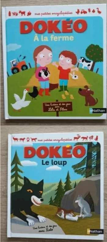 lot de 2 livres dokeo mes petites encyclopédies Nathan Jeunesse A la ferme et le loup
