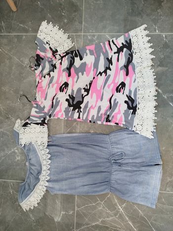 Lot robe est combi short été mode fille 12 ans