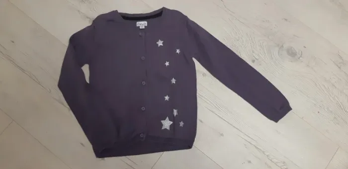 Gilet fille 5 ans Kim & Lou violet avec étoiles