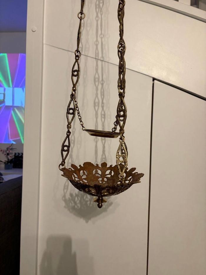Lustre suspension d’église ancien - bon état Encensoir Hauteur totale : 80 cm - photo numéro 9