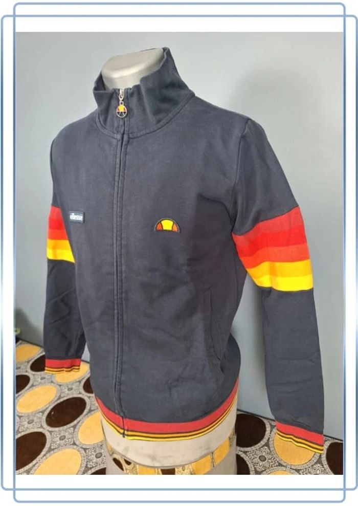 Veste  /Track jacket ellesse vintage bleu foncé / homme - taille M / brodé (104) - photo numéro 5