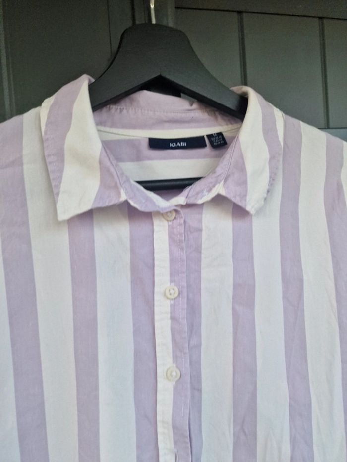 Chemise blanche a rayures lila kiabi - photo numéro 6