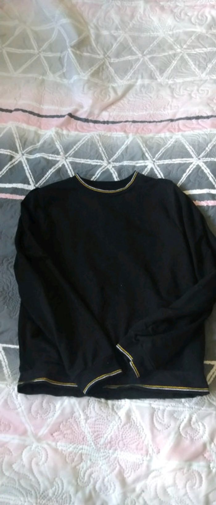 Sweat en molleton noir à liserés or fille 14 ans la redoute - photo numéro 3