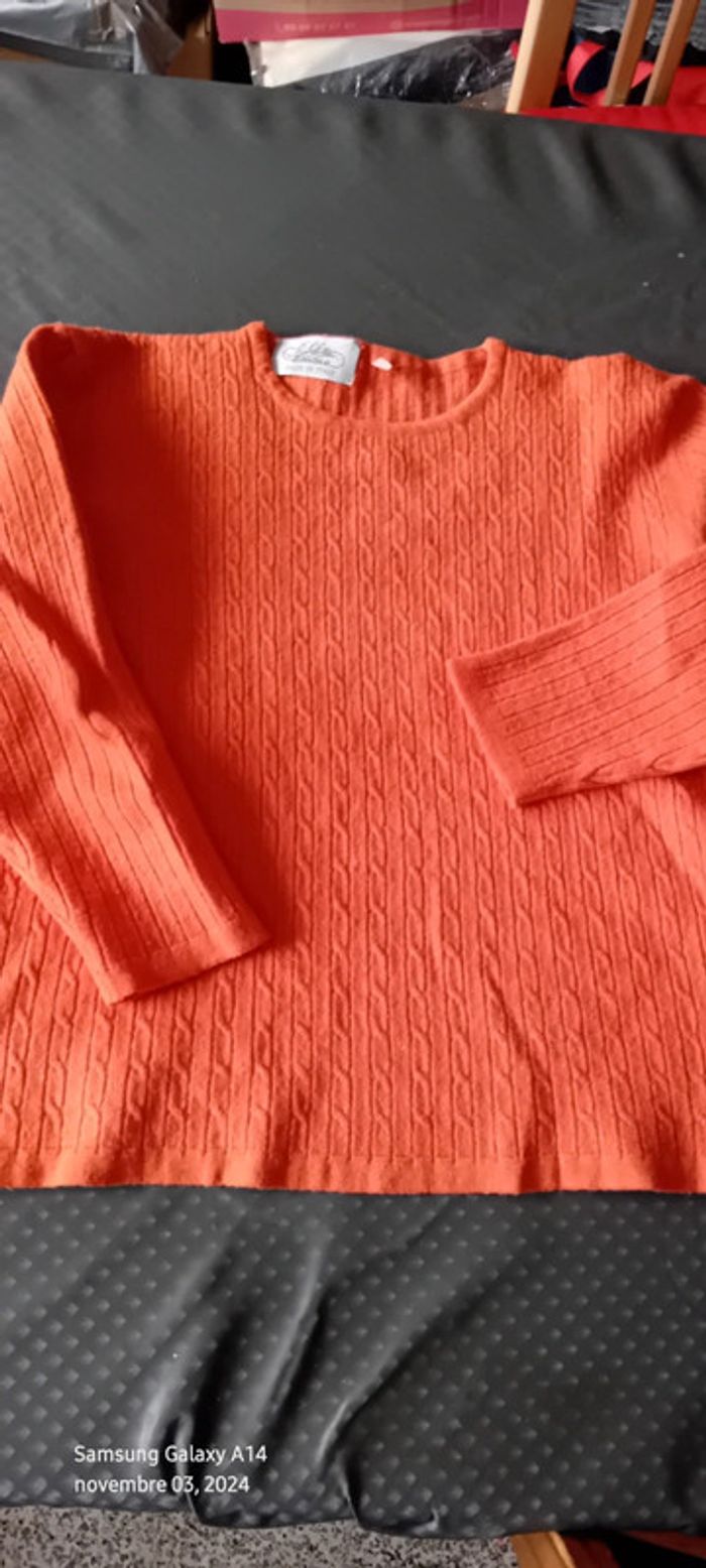 Pull court maille torsadée corail femme S Emme elle made in Italia