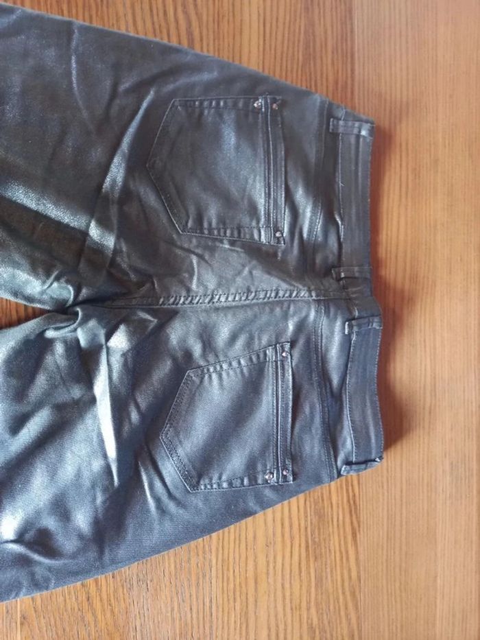 Pantalon slim fit/regular waist gris pailleté argenté - photo numéro 5