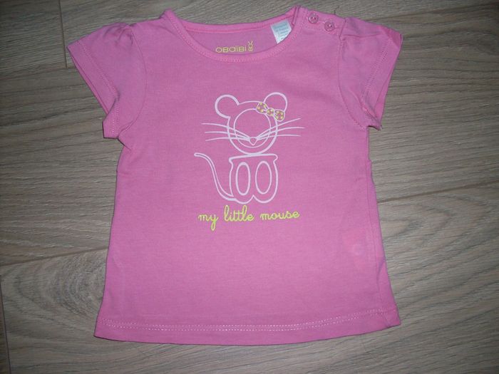tee-shirt obaibi rose 3 mois