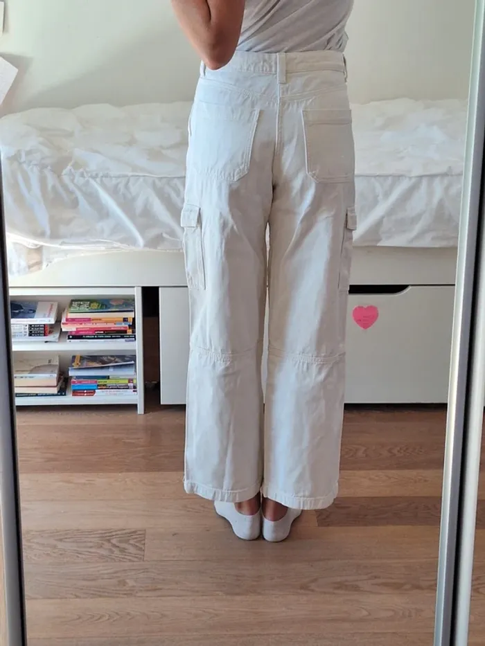Jean pantalon cargo blanc H&M S 36 - photo numéro 4