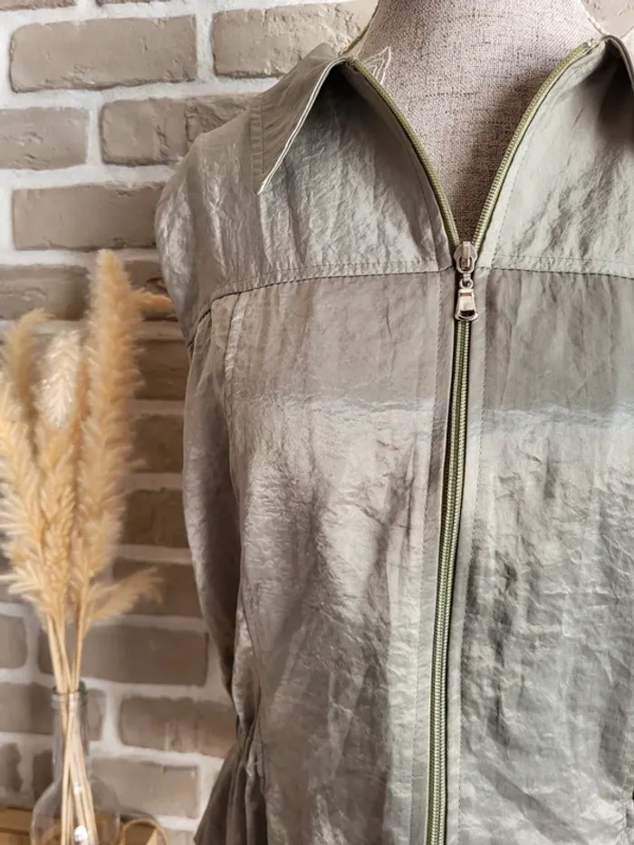 Veste chemise sans manches satinée kaki Formul' - Neuve et Made in France - photo numéro 9