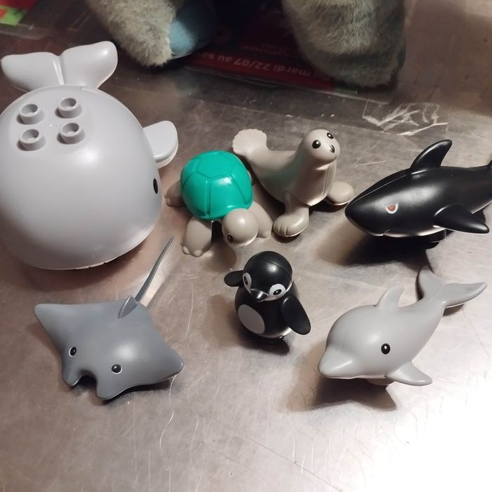 Lot 8 animaux marins briques construction compatible Duplo