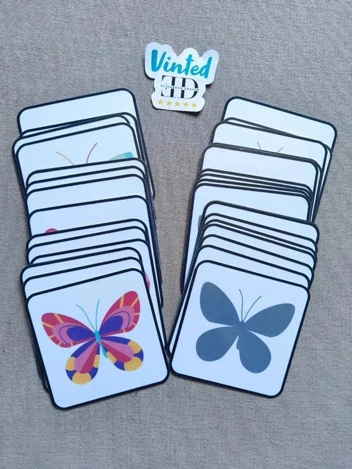 Discrimination visuelle 36 cartes images / ombres papillons