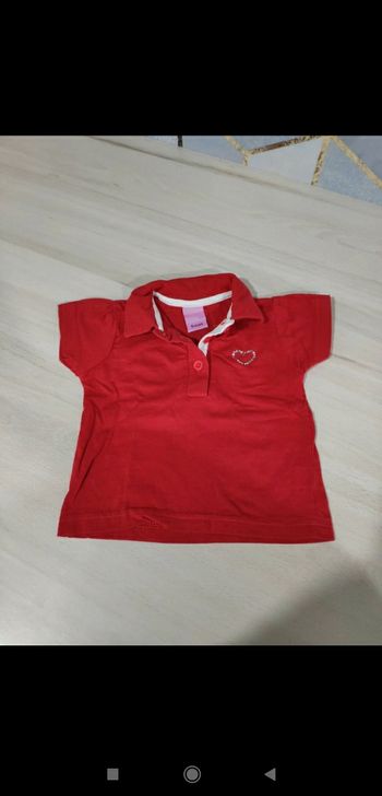 T shirt rouge vif cœur 6/9 mois fille