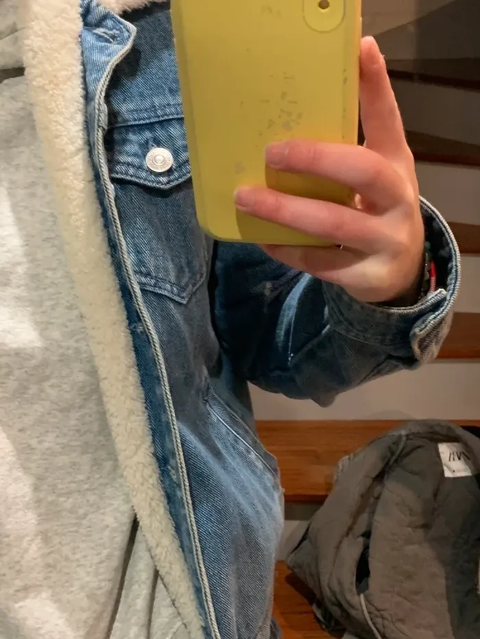 Veste moumoute en jean - photo numéro 3