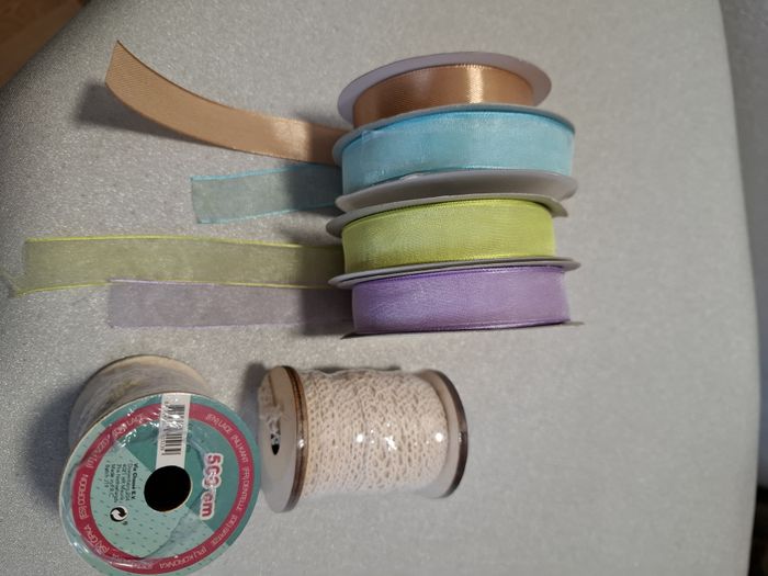 Gros lot de rubans divers neufs/occasion tissu, satin, dentelle pour couture, scrap, carterie - photo numéro 5