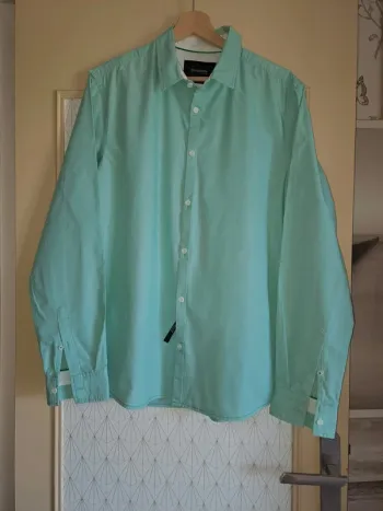 Chemise homme L turquoise vert d'eau bonobo slim fit jamais portée