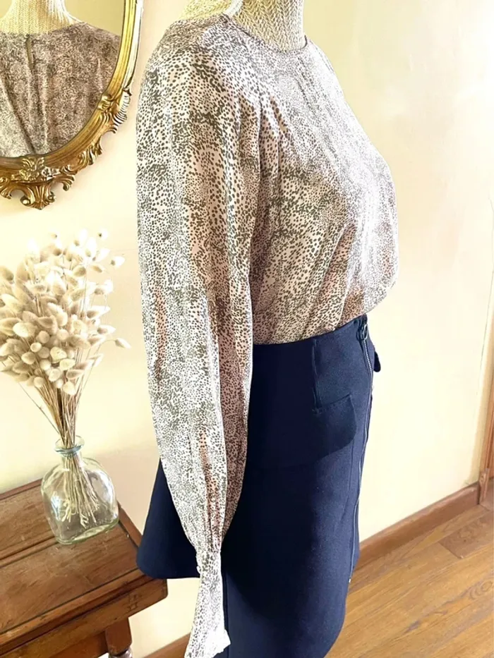 Sublime blouse manche longue fluide mango taille XL rose à motif - photo numéro 16