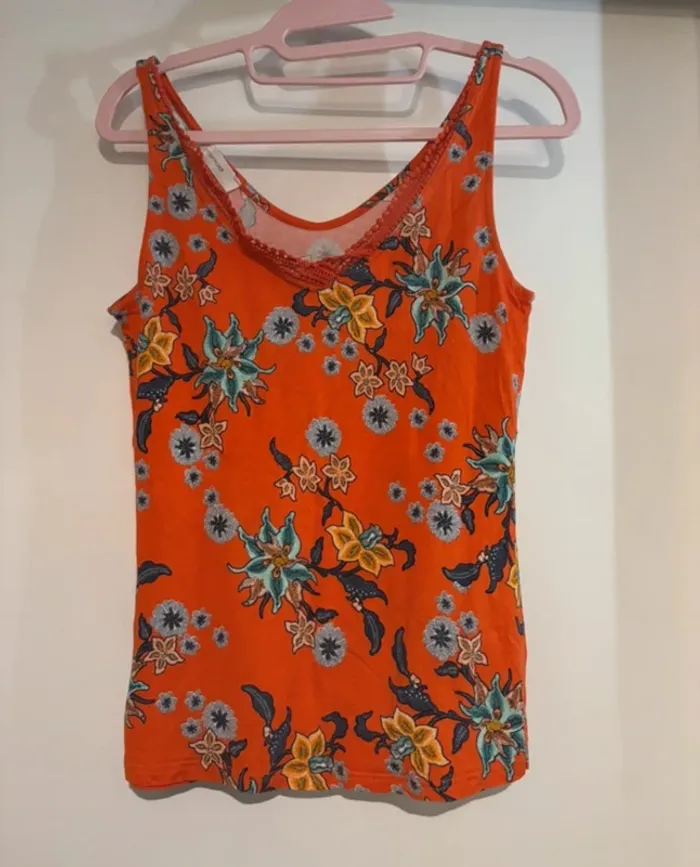 Top fleuri orange Promod T38