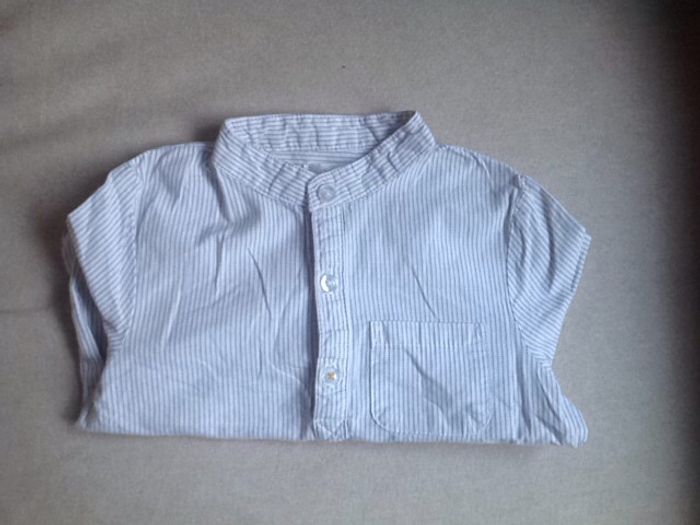 Chemise Okaïdi col mao rayée gris clair et blanc - 12 mois - photo numéro 5