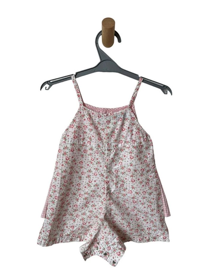 Combishort à bretelles motifs fleurs et carreaux roses - Kiabi 6 mois (67cm) - photo numéro 3
