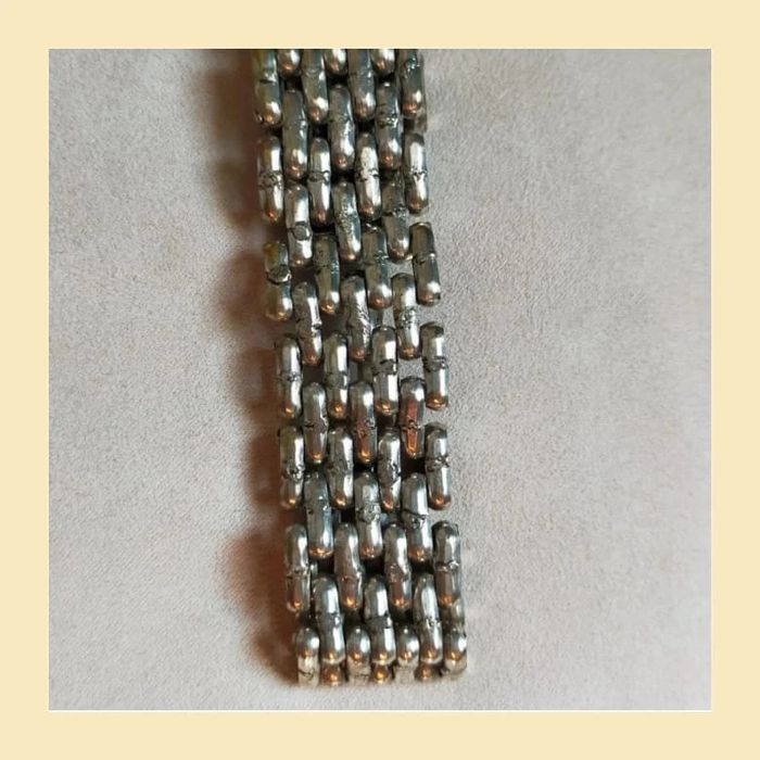 Bracelet manchette vintage argenté à maillons larges – style tribal bohème - photo numéro 4