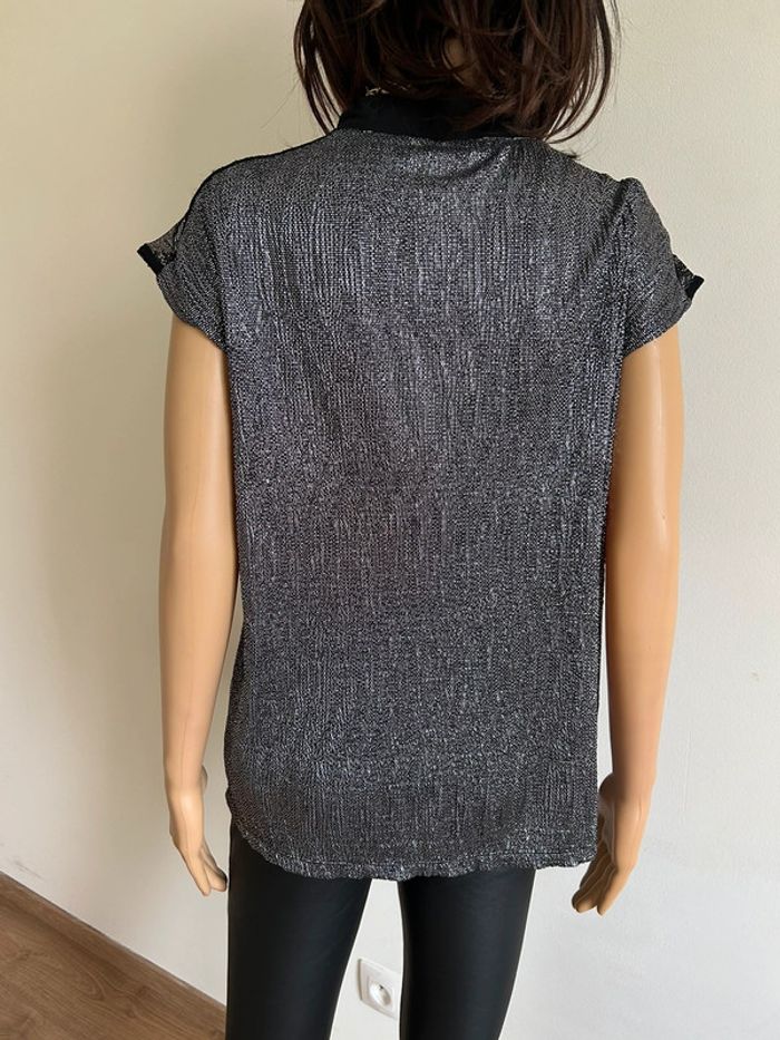 Haut argenté et noir à manches courtes Morgan taille XS jamais porté - photo numéro 7