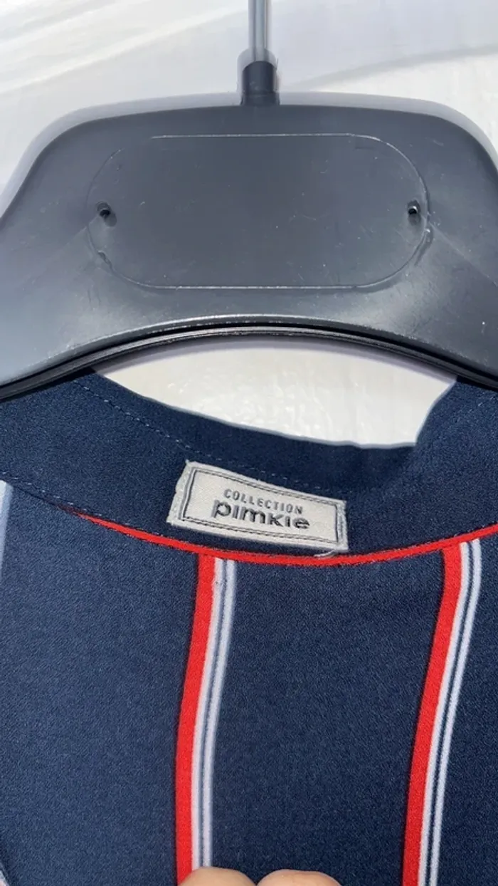 Chemise rayer bleu marine et rouge - photo numéro 4