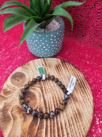 Bracelet Boule 08mm Opale Brune A