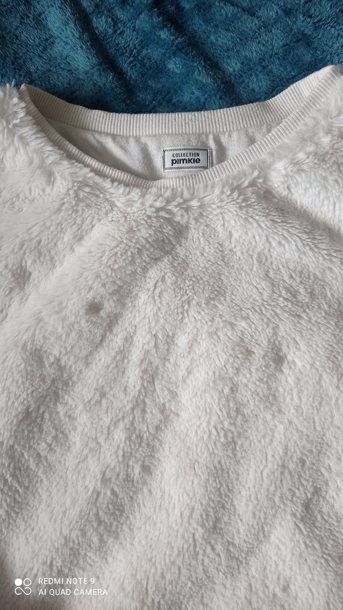 Gros  sweat moumoute Pinkie écru taille M bon état ! - photo numéro 7