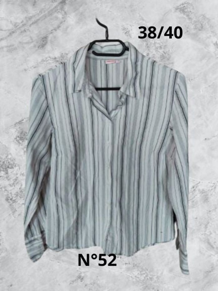 N°52 Chemise gris/blanc T38/40. 3 Suisse.