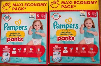 Lot de 2 cartons des couches Pampers taille 5 premuim 