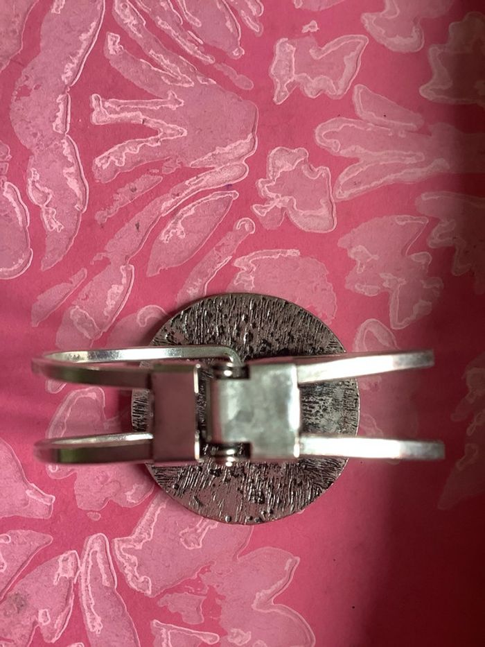 Bracelet ouvrant à charnière style ethnique métal argenté - photo numéro 4