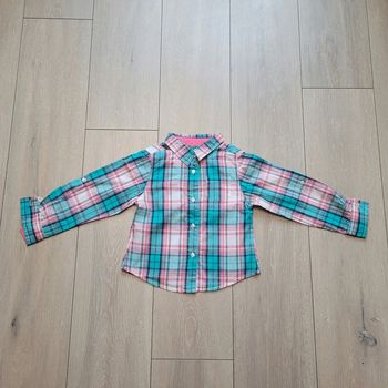 Jolie chemise bleu vert, rose et blanche. Fille 5 ans. Marque Tape à l'oeil